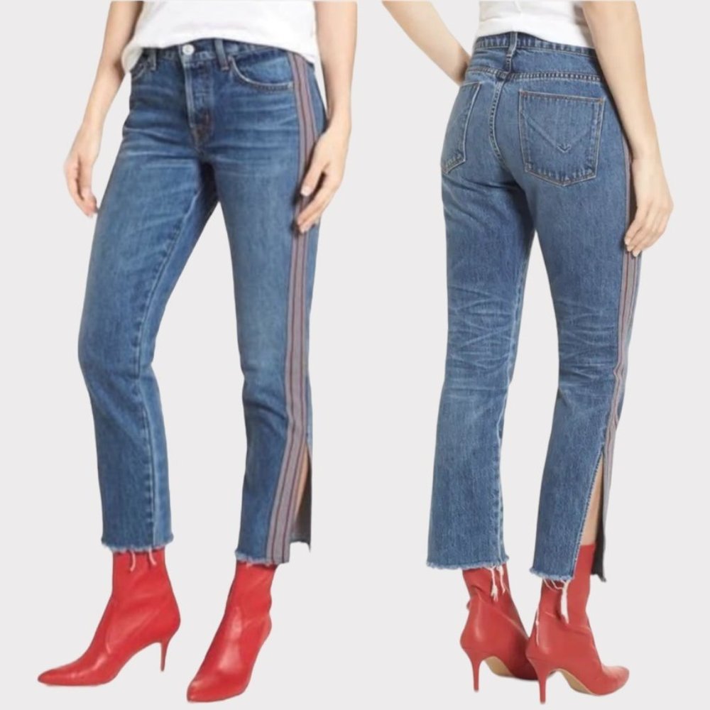 Hudson Luxe Crop Riley Side Striped Relaxed Straight Jeans Women's Size 27